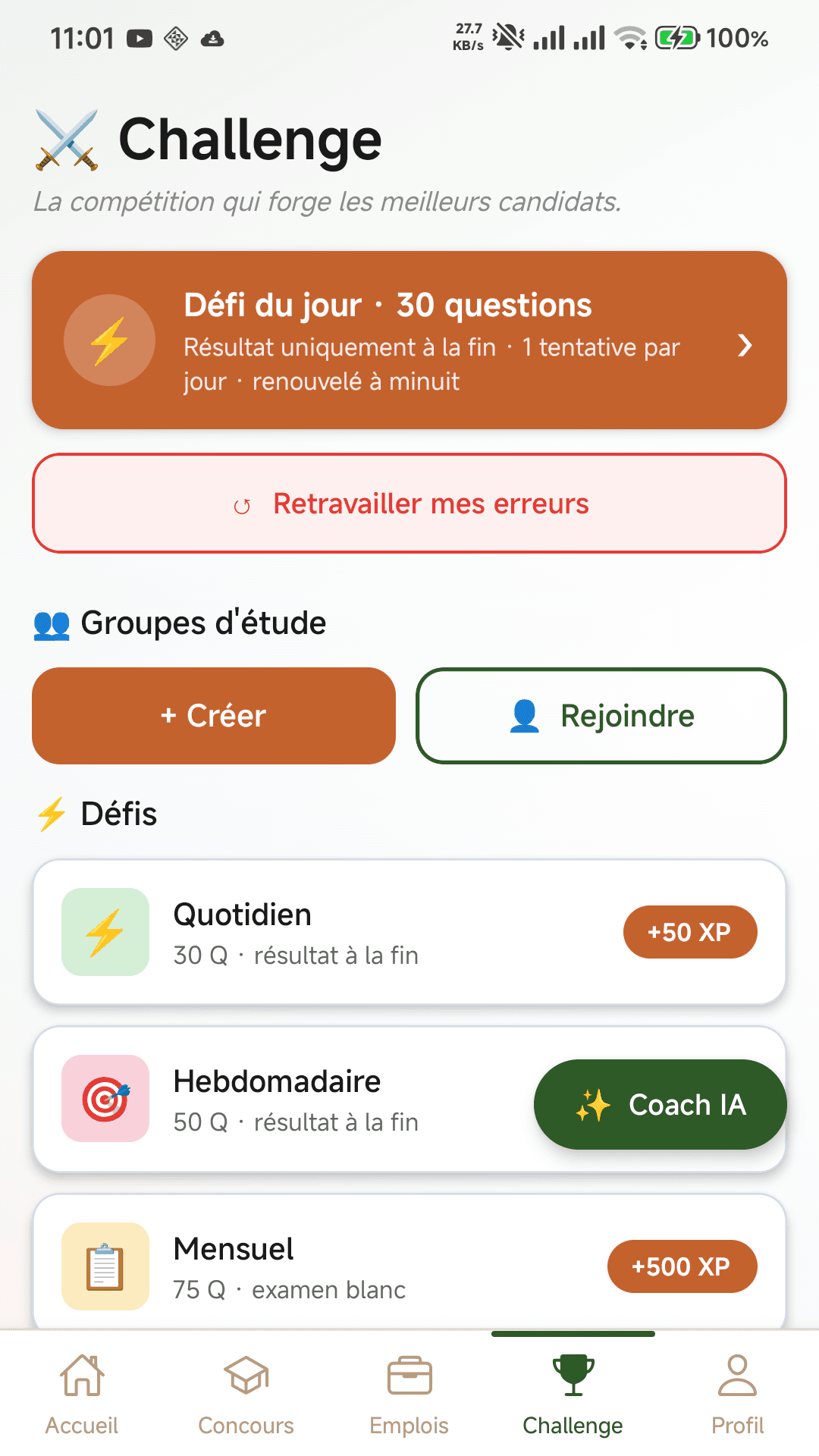 ConcoursBF — Défis et classement national
